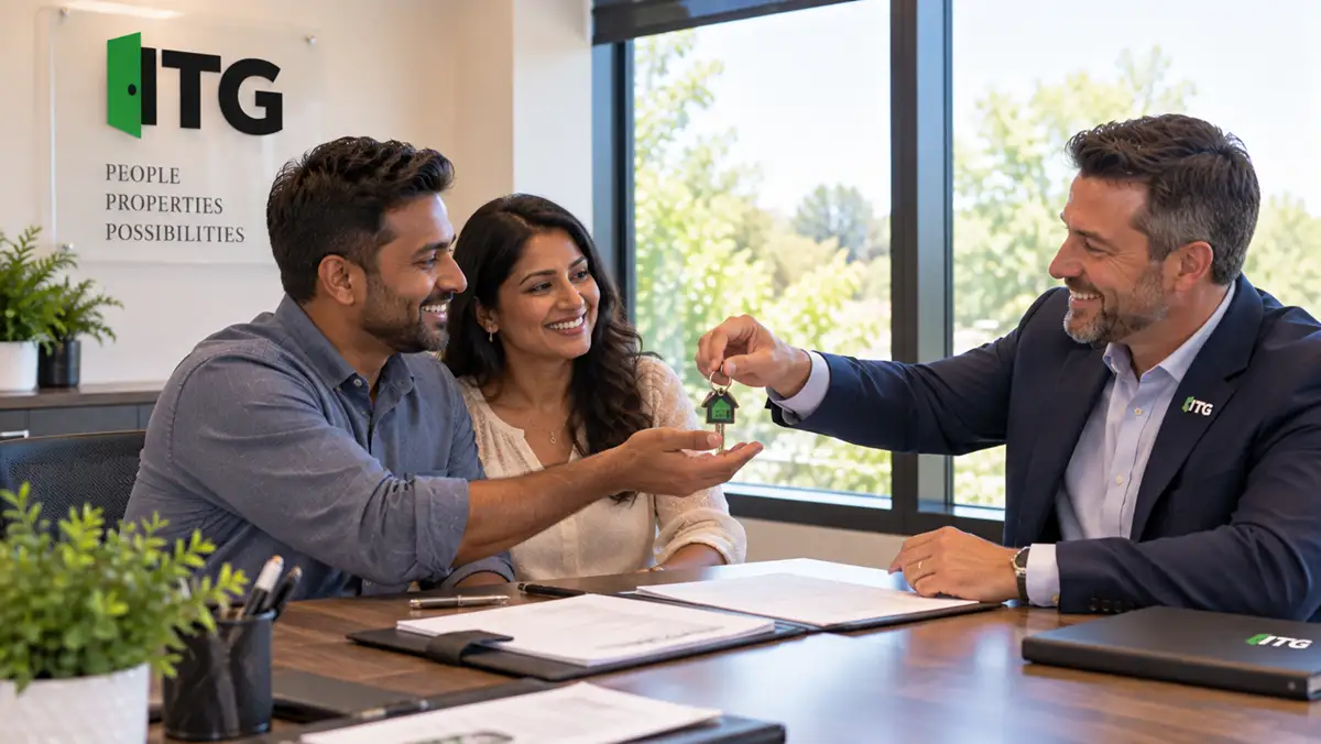 Keys handed to buyers across a closing table.